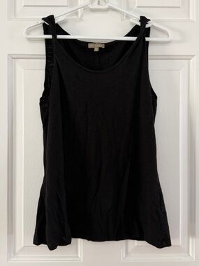 Lilla P Black Scoop Neck Tank Top with Twist Strap